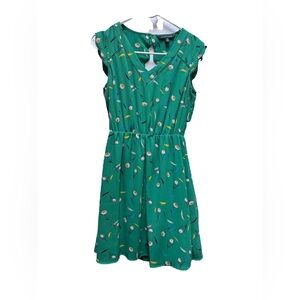 Chic Green Floral Women's Casual Dress